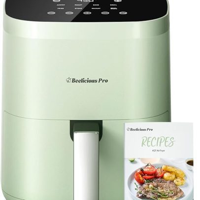 Air Fryer,8-in-1 Smart Compact 4QT Air Fryers,Shake Reminder,450°F Digital Airfryer with Flavor-Lock Tech,Tempered Glass Display,Dishwasher-Safe & Nonstick,Fit for 1-3 People,