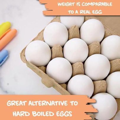 The Eggmazing Egg Decorator White Wooden Eggs - Fake Eggs for Easter Egg Decorating, Arts and Crafts - Compatible with All Eggmazing Egg Decorators (12 Pack - 1 Dozen)