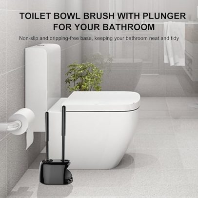 Silicone toilet brush and plunger set - Black