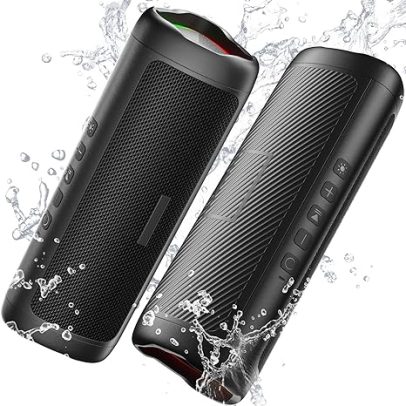 Bluetooth Speaker with HD Sound, Portable Wireless, IPX5 Waterproof, Up to 24H Playtime, TWS Pairing, BT5.3, for Home/Party/Outdoor/Beach, Electronic Gadgets, Birthday Gift (Black)