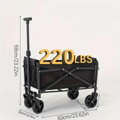 🔥for today only 🔥Heavy-Duty Collapsible Utility Wagon Cart -  All-Terrain Wheels, Foldable Design, Ideal for Beach, Lawn, Sports, Camping, and Outdoor Activities