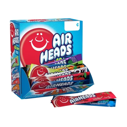 Airheads Candy Bars, Variety Bulk Box, Chewy Full Size Fruit Taffy, Gifts, Holiday, Parties, Concessions, Pantry, Non Melting, Party, 60 Individually Wrapped Full Size Bars