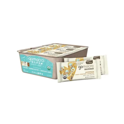 GoMacro MacroBar Organic Vegan Protein BarsCoconut + Almond Butter + Chocolate Chips (2.3 Ounce Bars, 12 Count)