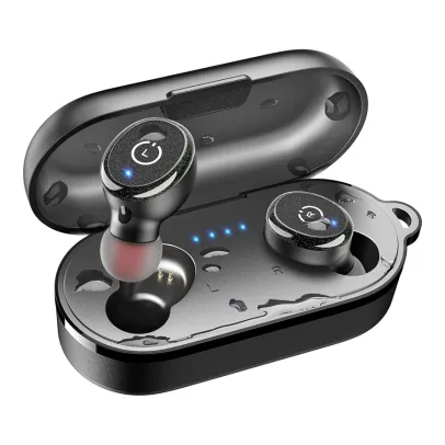 TOZO T10 Bluetooth 5.3 Wireless Earbuds with Wireless Charging Case IPX8 Waterproof Stereo Headphones in Ear Built in Mic Headset Premium Sound with Deep Bass for Sport Black (2022 Upgraded)
