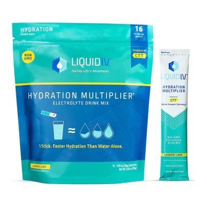 Liquid I.V. Hydration MultiplierLemon LimePowder Packets | Electrolyte Drink Mix | Easy Open Single-Serving | Non-GMO | 16 Stick