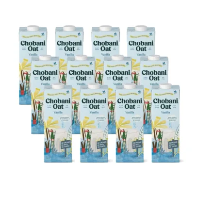 Chobani Oat Drink, Vanilla Barista Edition, No Lactose, No Nuts, Gluten Free, 32 Ounce (Pack of 12)