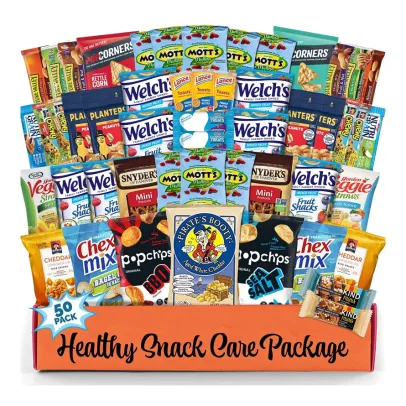 Healthy Snack Box Variety Pack Care Package (50 Count) Gift Basket,valentins day, College Student Crave Food Box, Nutritious Bars Chips, Birthday Sweet Treats for Adults Kids Teens Boys Girls